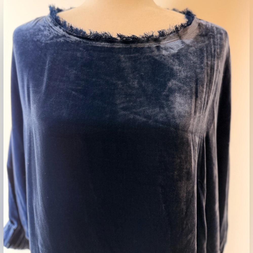 Sundance Deep Blue Velvet Blouse Dolman Sleeve Top, Size Medium, NWOT - Picture 3 of 13